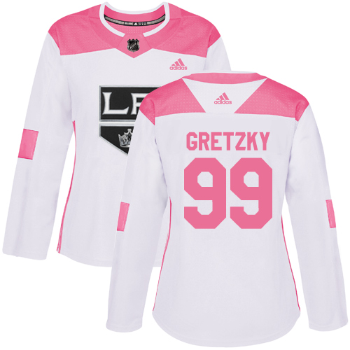Adidas Kings #99 Wayne Gretzky White/Pink Authentic Fashion Women's Stitched NHL Jersey